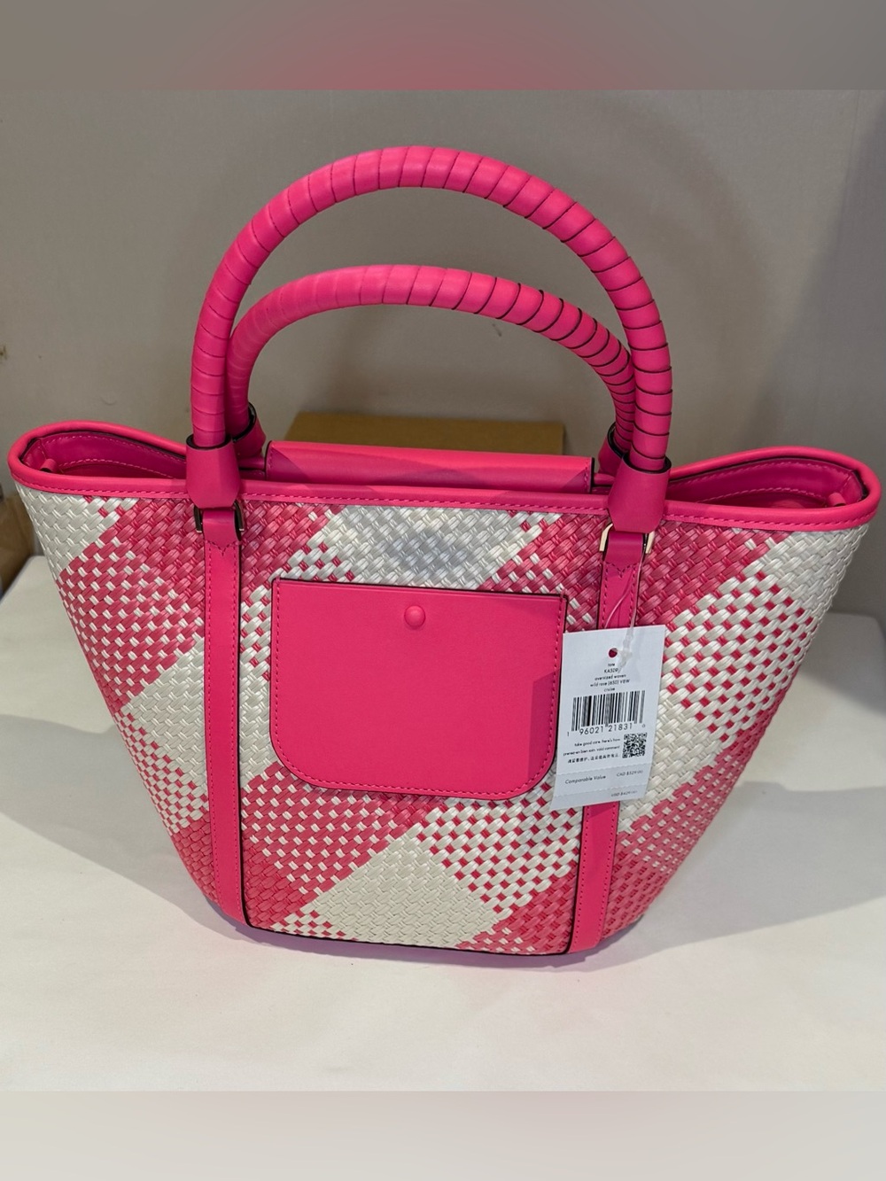 Kate Spade Cruise GinghamTote with Front Pocket Crossbody Strap
